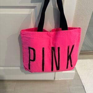 PINK Victoria's Secret Neon Pink and Black Tote Bag NWOT